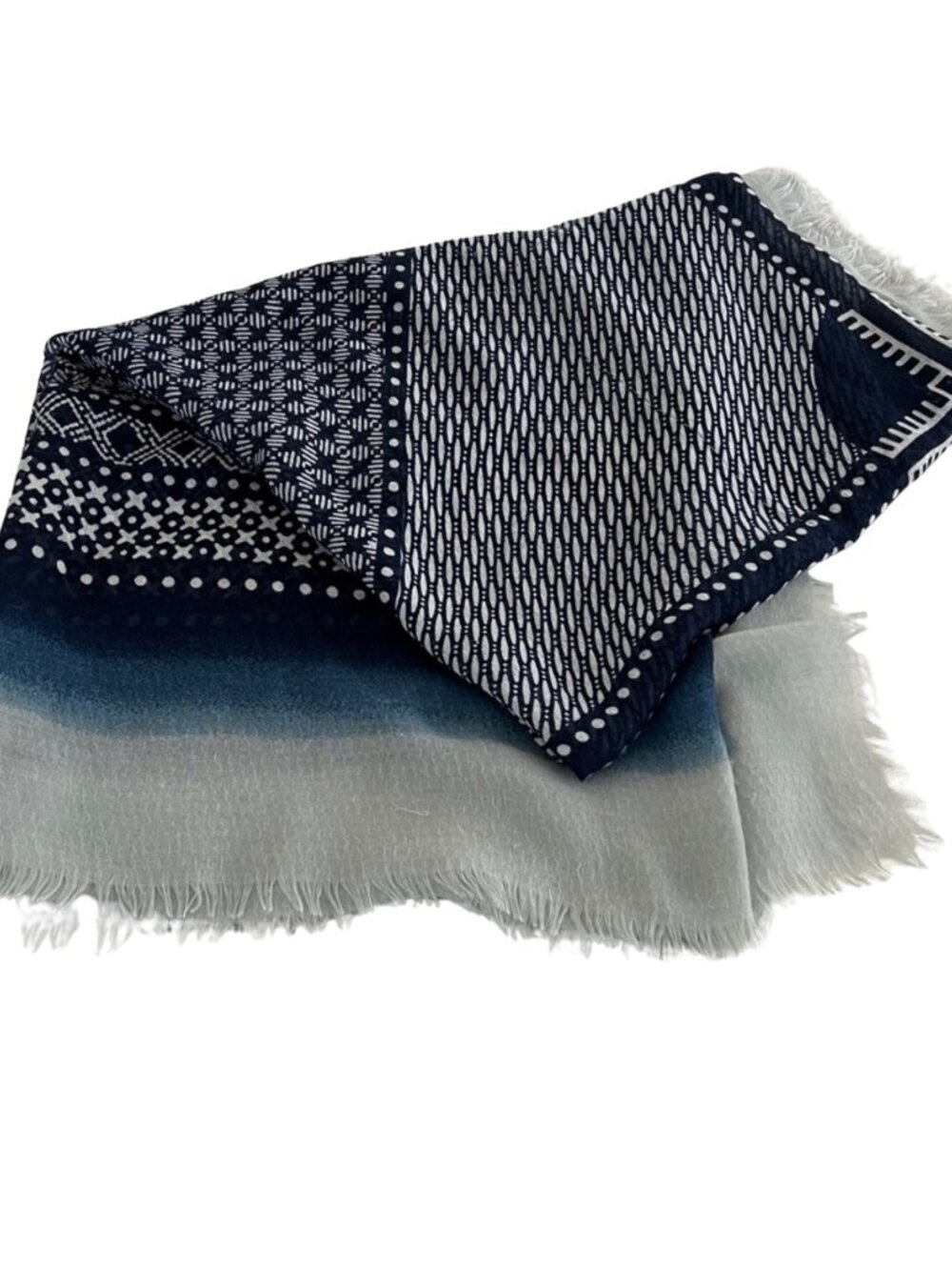 Navy, Light Blue and White Geometric Scarf Wrap Beach Sarong